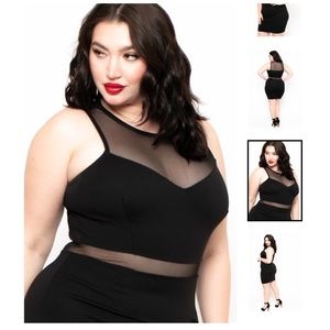 NWT - Curvy Sense Black Mesh Contrast Dress